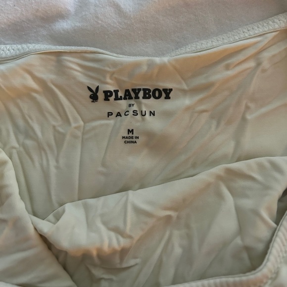 Playboy x Pacsun White and Black Logo Print Cami/Crop Top - Picture 3 of 3